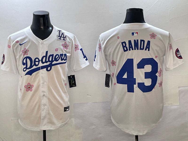 Men Los Angeles Dodgers #43 Banda White Sakura Edition 2025 Nike MLB Jersey style 8